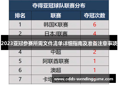 2023亚冠参赛所需文件清单详细指南及准备注意事项
